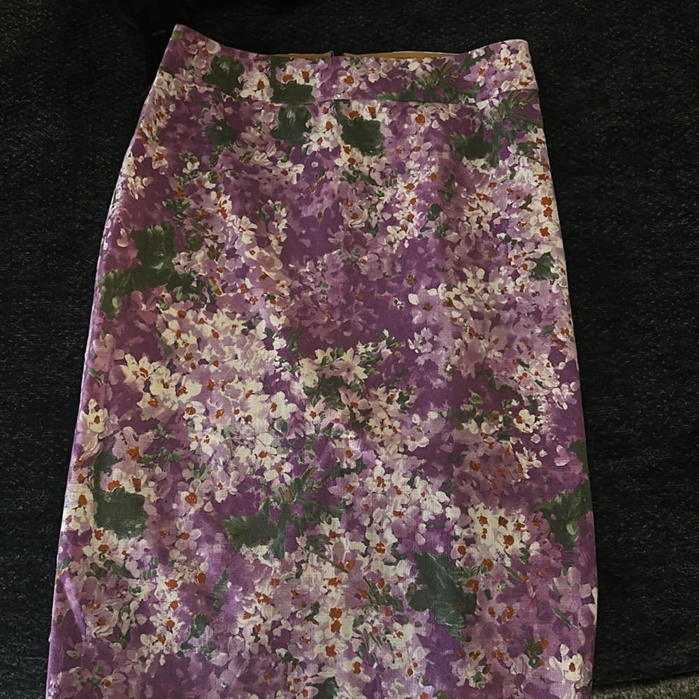 Lined purple floral pencil skirt